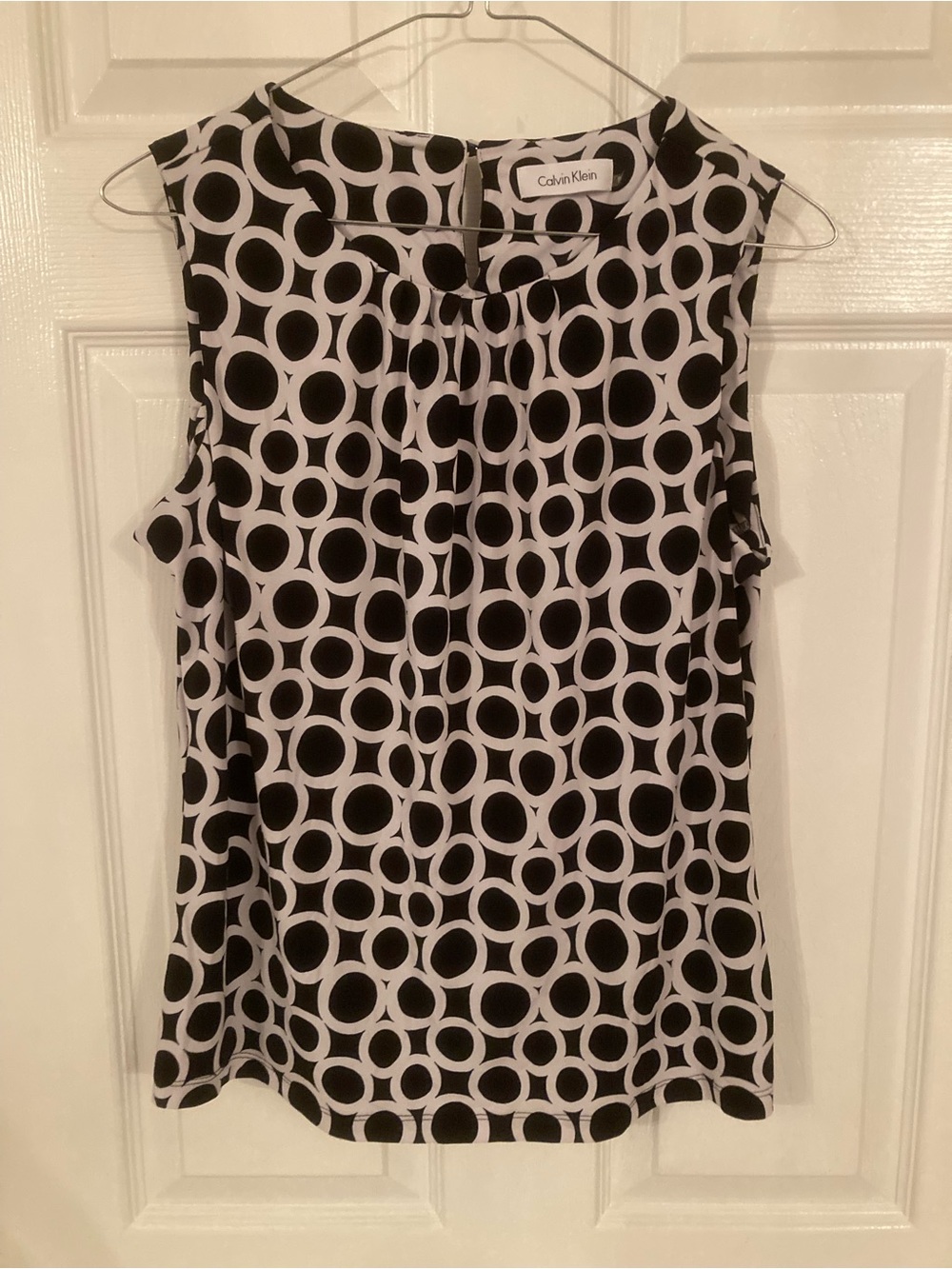 Calvin Klein Black and White Geometric Print Camisole Blouse - Size PL